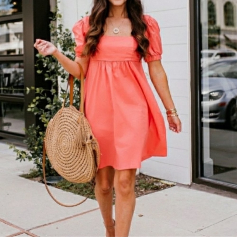 WILD FABLE PUFF SLEEVE DRESS MINI CORAL/PEACH NWT MEDIUM